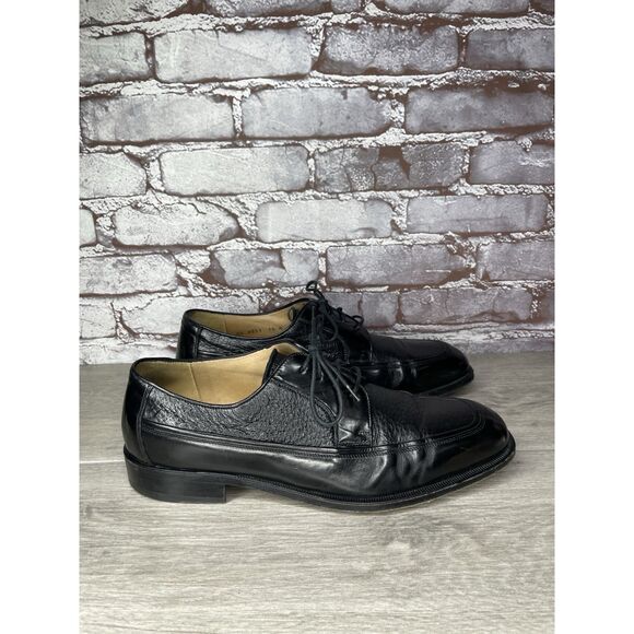 Johnston & Murphy Black Leather Square Toe  Italy Dress Shoes Men Sz 10M US/43EU - Picture 4 of 16